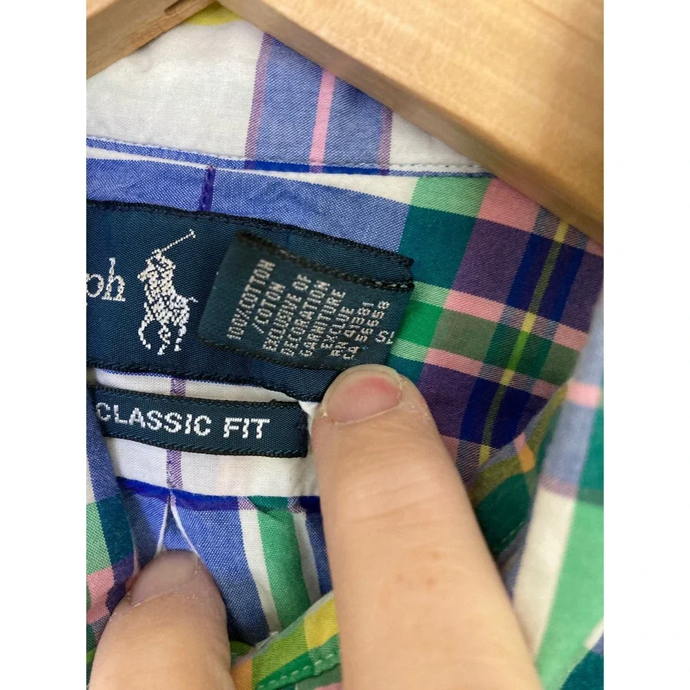 Ralph Lauren Youth Classic Fit Plaid Short Slv Button Down Shirt Bundle Size S